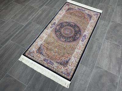 Classic Turkish Carpet, Multicolor Rug, 100% Bamboo Silk Carpet, Size: Ft: 2.6 x 4.9 Feet ( 80X150 Cm ) - Oriental Silk Rugs