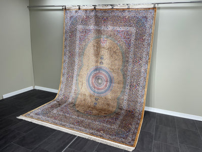 Anatolian Silk Rug, Yellow Rug, 100% Bamboo Silk Carpet, Size: Ft: 6.6 x 9.8 Feet ( 200X300 Cm ) - Oriental Silk Rugs