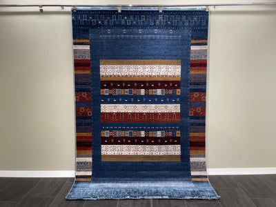Ethnic Design Bamboo Rug, Colorful Carpet , Acrylic, bamboo , Size 5.2 x 7.5 Feet ( 160X230 Cm ) - Oriental Silk Rugs