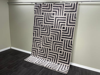 Geometric Design Rug, Grey Rug, %60 Bamboo %40 Acrylic, Size: Ft: 5.2 x 7.5 Feet ( 160X230 Cm ) - Oriental Silk Rugs