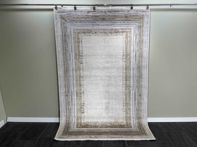 Cream Viscose Carpet, Cream Rug, %60 Bamboo %40 Acrylic, Size: Ft: 5.2 x 7.5 Feet ( 160X230 Cm ) - Oriental Silk Rugs