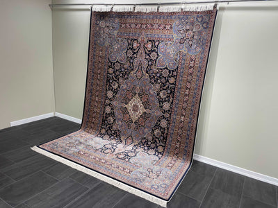 Oriental Silk Rug, Brown Rug, 100% Bamboo Silk Carpet, Size: Ft: 6.6 x 9.8 Feet ( 200X290 Cm ) - Oriental Silk Rugs