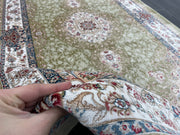 Turkish Silk Rug, Green Rug, 100% Bamboo Silk Carpet, Size: Ft: 3.3 x 13.1 Feet ( 100X400 Cm ) - Oriental Silk Rugs