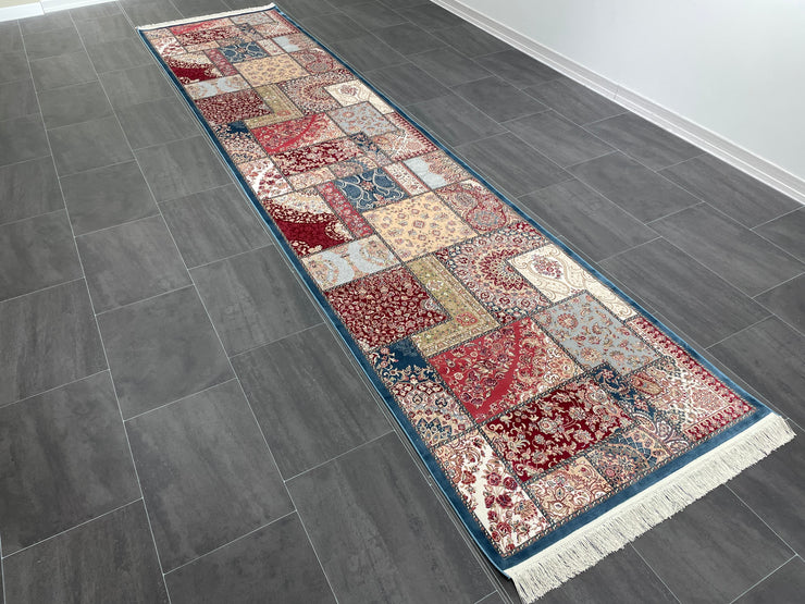 Turkish Runner Silk Rug, Colourful Rug, 100% Bamboo Silk Carpet, Size: Ft: 3.3 x 13.1 Feet ( 100X400 Cm ) - Oriental Silk Rugs