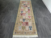 Turkish Silk Carpet, Green Rug, 100% Bamboo Silk Carpet, Size: Ft: 3.3 x 9.8 Feet ( 100X300 Cm ) - Oriental Silk Rugs