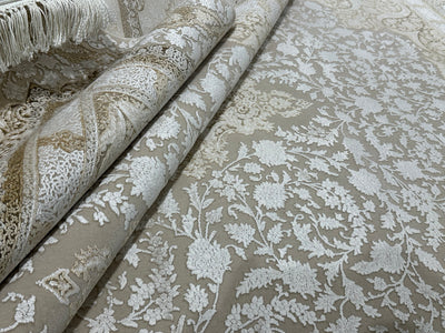 Turkish Carpet, Cream Rug, %60 Bamboo %40 Acrylic, Size: Ft: 5.2 x 7.5 Feet ( 160X230 Cm ) - Oriental Silk Rugs