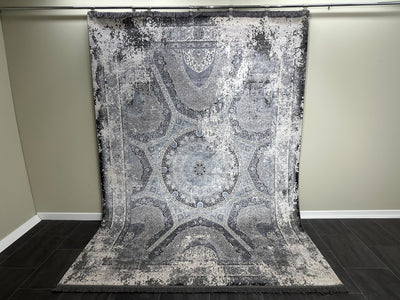 Turkish Carpet, Grey Rug, %60 Bamboo %40 Acrylic, Size: Ft: 6.6 x 9.5 Feet( 200X290 Cm ) - Oriental Silk Rugs
