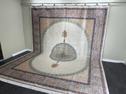 Traditional Silk Rug, Cream Rug, 100% Bamboo Silk Carpet, Size: Ft: 9.8 x 13.1 Feet ( 300X400 Cm ) - Oriental Silk Rugs
