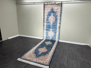 Classic Design Runner Silk Rug, Navy Rug, 100% Bamboo Silk Carpet, Size: Ft: 3.3 x 13.1 Feet ( 100X400 Cm ) - Oriental Silk Rugs