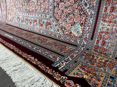 Oriental Silk Rug, Red Rug, 100% Bamboo Silk Carpet, Size: Ft: 4.9 x 7.5 Feet ( 150X230 Cm ) - Oriental Silk Rugs