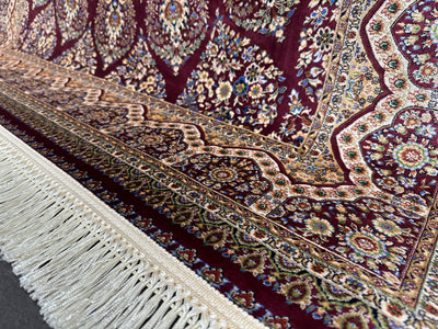 Classic Design Silk Rug, Red Rug, 100% Bamboo Silk Carpet, Size: Ft: 4.9 x 7.4 Feet ( 150X225 Cm ) - Oriental Silk Rugs