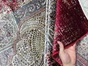 Medallion Patterned Silk Rug, Cream & Red Silk Rug, 100% Bamboo Silk Carpet, Size: Ft: 4.9 x 7.5 Feet ( 150X230 Cm )