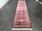 Ethnic Design Silk Rug, Red Carpet, 100% Bamboo Silk Carpet, Size: Ft: 3.3 x 13.1 Feet ( 100X400 Cm )