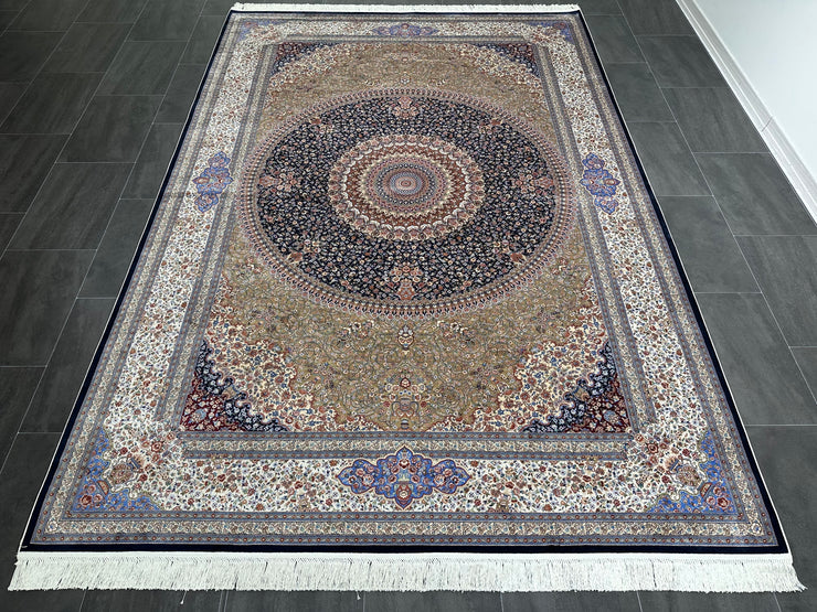 Classic Design Silk Rug, Multicolor Rug, 100% Bamboo Silk Carpet, Size: Ft: 6.6 x 9.8 Feet ( 200X290 Cm )