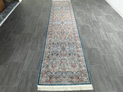 Turkish Silk Rug, Navy Rug, 100% Bamboo Silk Carpet, Size: Ft: 3.3 x 13.1 Feet ( 100X400 Cm ) - Oriental Silk Rugs