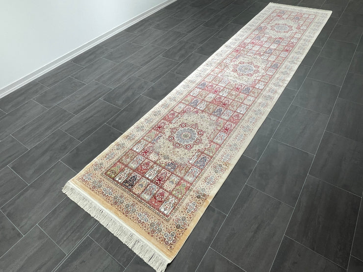 Traditional Runner Silk Rug, Brown Rug, 100% Bamboo Silk Carpet, Size: Ft: 3.3 x 13.1 Feet ( 100X400 Cm ) - Oriental Silk Rugs