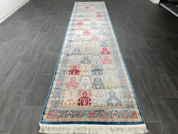 Four Season Design Runner Silk Rug, Colourful Rug, 100% Bamboo Silk Carpet, Size: Ft: 3.3 x 13.1 Feet ( 100X400 Cm ) - Oriental Silk Rugs