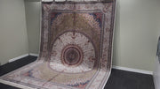 Classic Design Silk Rug, Cream & Brown Rug, 100% Bamboo Silk Carpet, Size: Ft: 8.2 x 11.5 Feet ( 250X350 Cm )