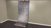 Turkish Silk Rug, Navy Rug, 100% Bamboo Silk Carpet, Size: Ft: 3.3 x 13.1 Feet ( 100X400 Cm )