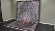 Traditional Turkish Carpet, Navy Blue Rug, 100% Bamboo Silk Carpet, Size: Ft: 8.2 x 11.5 Feet ( 240X340 Cm )